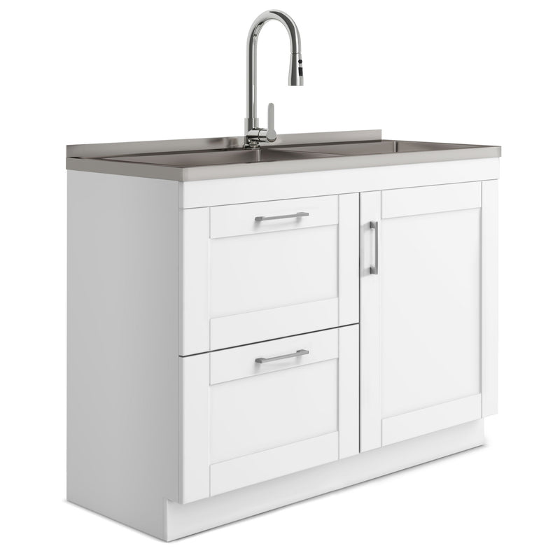 Shaker - Modern Wide Laundry Cabinet With Faucet And Sink - White - R&R Furniture Gallery (Fountain Valley, CA)