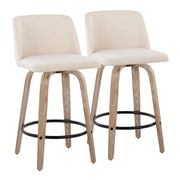 Toriano - Contemporary Fixed-Height Counter Stool & Swivel With Round Footrest (Set of 2) - R&R Furniture Gallery (Fountain Valley, CA)