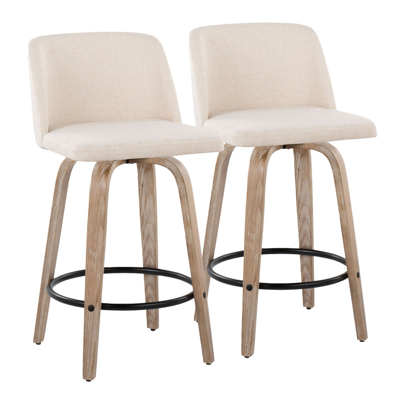 Toriano - Contemporary Fixed-Height Counter Stool & Swivel With Round Footrest (Set of 2) - R&R Furniture Gallery (Fountain Valley, CA)