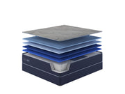Restonic PolarBreeze Super hybrid mattress showing a plush surface with cooling gel-infused memory foam and supportive innerspring layers.