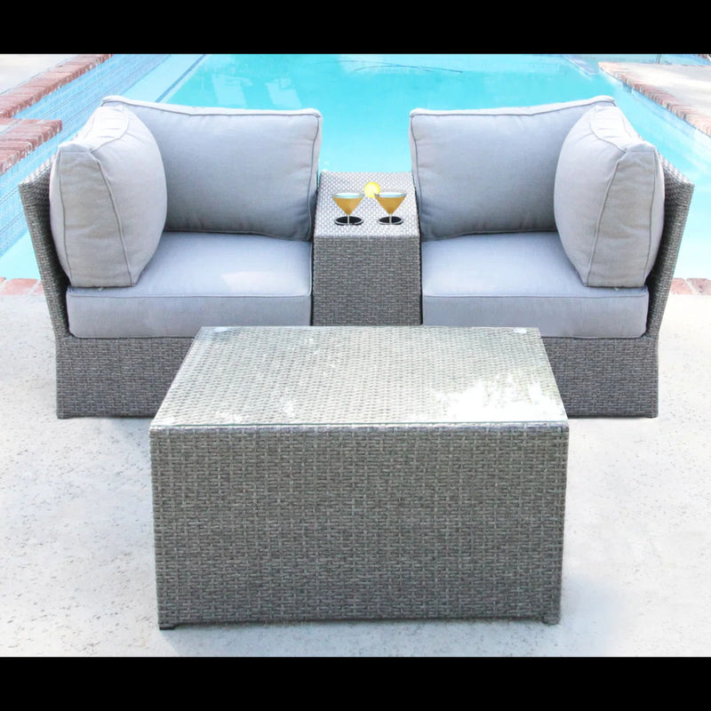 Comfortable Modern Patio Rattan Sectional Set With Cushions - R&R Furniture Gallery (Fountain Valley, CA)