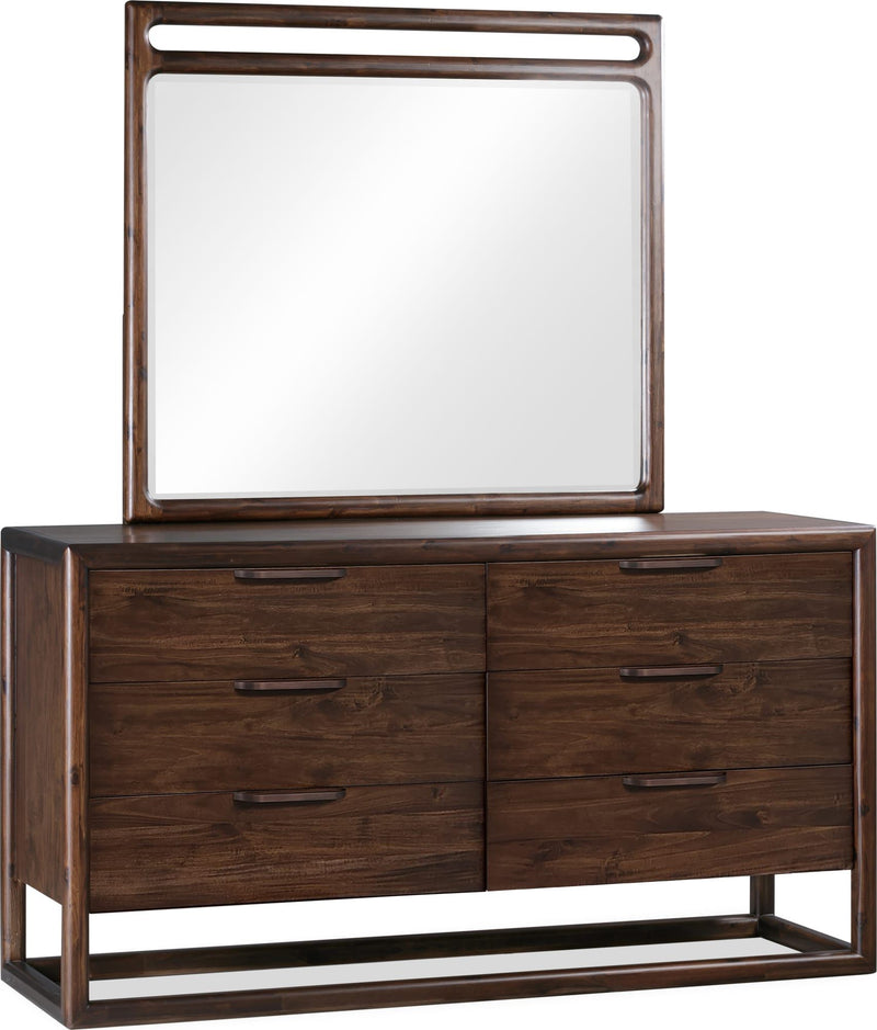 Sol Beveled Glass Wall or Dresser Mirror in Brown Spice
