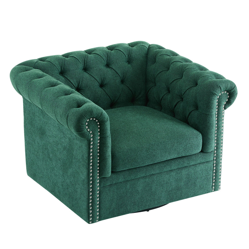 Chesterfield Style Swivel Club Chair With Button Tufted - R&R Furniture Gallery (Fountain Valley, CA)