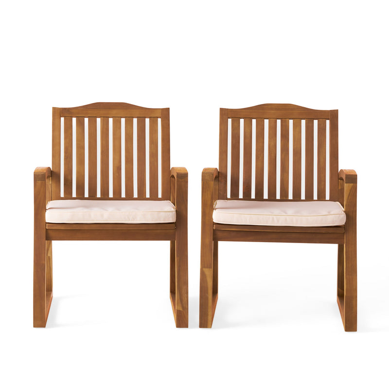 Della - Wood Armchair (Set of 2) Outdoor Dining Chairs - Cream - R&R Furniture Gallery (Fountain Valley, CA)