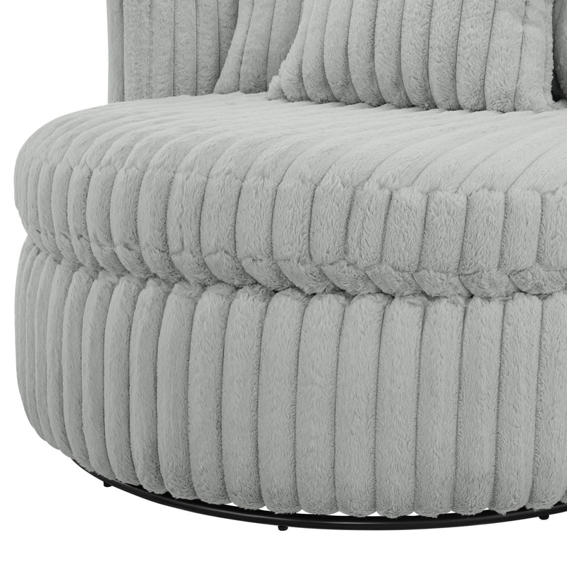 Mindy - Oversized Swivel Barrel Chair - Gray - R&R Furniture Gallery (Fountain Valley, CA)