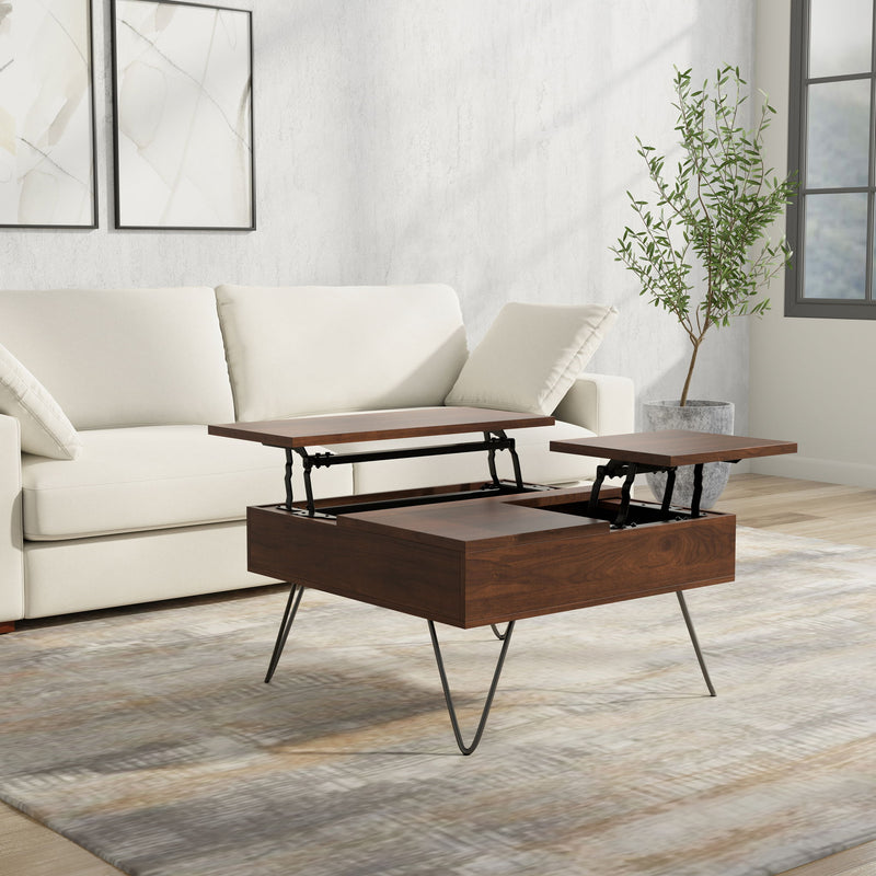 Hunter - Square Lift Top Coffee Table - Walnut - R&R Furniture Gallery (Fountain Valley, CA)