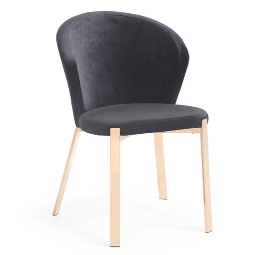 Nadia Modern Black Velvet & Rosegold Dining Chair (Set of 2) — view 2