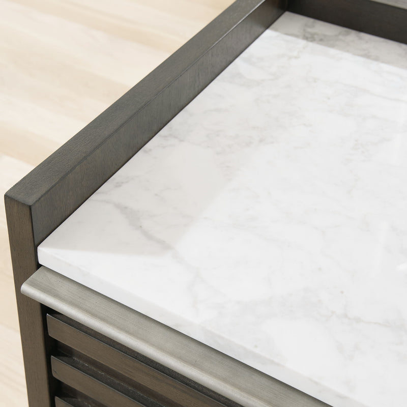 Arkenton - Two Drawer Night Stand - Grayish Brown / White - R&R Furniture Gallery (Fountain Valley, CA)