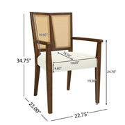 Mid Century Modern Arm Dining Chairs With Rattan Backrest - R&R Furniture Gallery (Fountain Valley, CA)