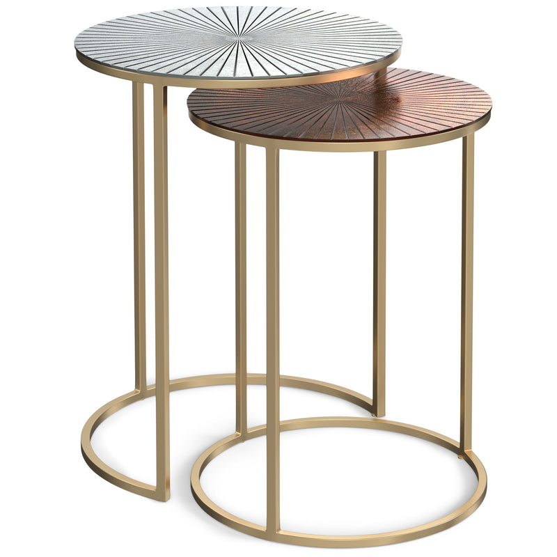 Drake - 2 Piece Nesting Table - Antique Nickel / Antique Copper - R&R Furniture Gallery (Fountain Valley, CA)