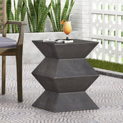 Outdoor lightweight concrete side table by Noble House with copper finish, suitable for patio or garden decor.