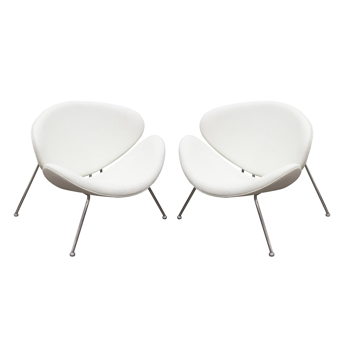 Set of (2) Roxy White Accent Chair with Chrome Frame by Diamond Sofa