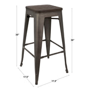 Lumi Source Oregon contemporary barstool set of 2 with sleek modern design and wooden seats, ideal for kitchen or bar area.