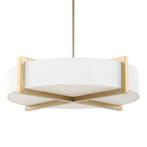 Cresson - 4 Light Drum Pendant - White / Gold