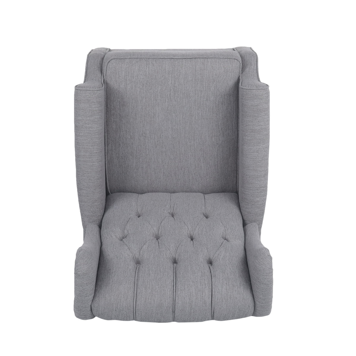 Gray Sheila fabric tufted wingback rocking chair by Noble House with cushioned seat and high back for comfort and style.