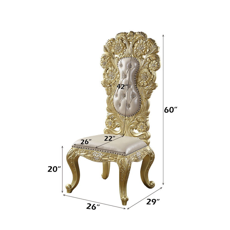 Cabriole - Side Chair (Set of 2) - Light Gold Synthetic Leather & Gold - R&R Furniture Gallery (Fountain Valley, CA)