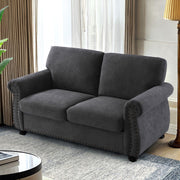 Soft Loveseat, Upholstered 2 Seater Couch, Loose Back Cushions And Turned Legs - R&R Furniture Gallery (Fountain Valley, CA)