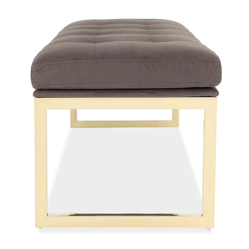 Signature Beds & Benches - Dahlia Velvet Accent Bench - Chocolate / Gold - R&R Furniture Gallery (Fountain Valley, CA)