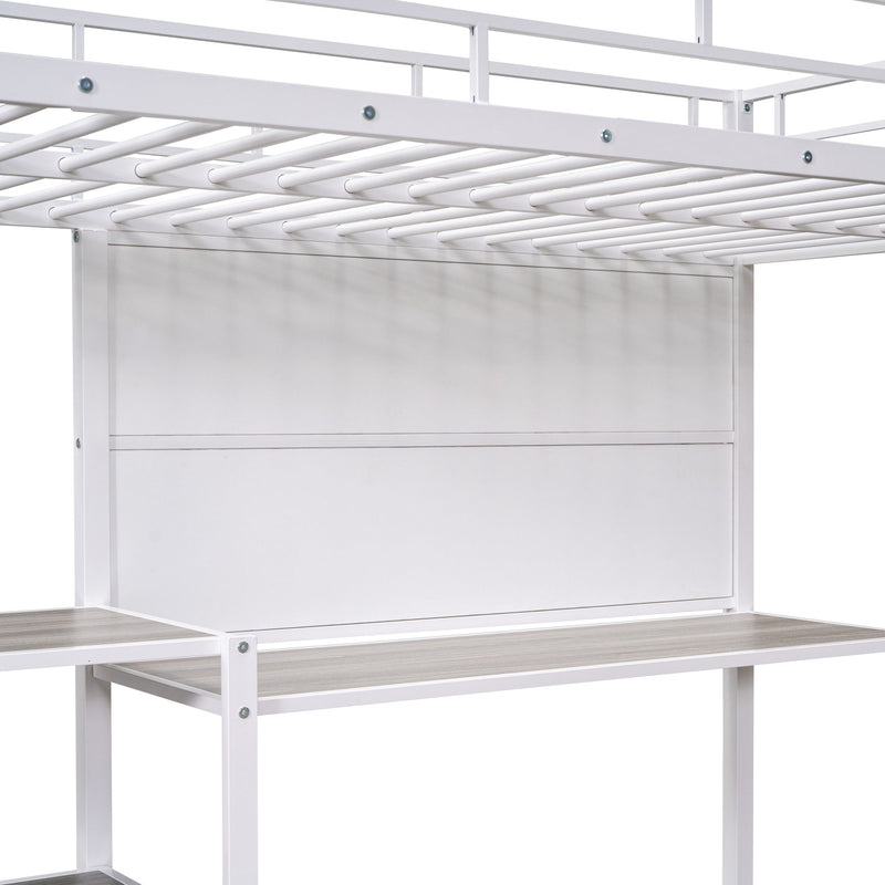 Metal Loft Bed With Desk, 3 Shelves And Ladder - R&R Furniture Gallery (Fountain Valley, CA)