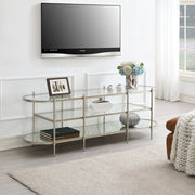 Zaba - TV Stand - Glass Top & Champagne - R&R Furniture Gallery (Fountain Valley, CA)