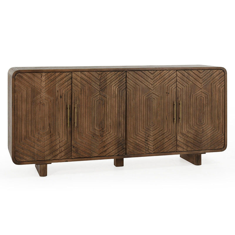 Classic Home Holmes 4-door buffet with wood finish, featuring storage cabinets and a sleek design for dining room decor.