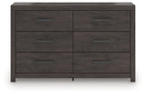 Prendonea - Six Drawer Dresser - Charcoal - R&R Furniture Gallery (Fountain Valley, CA)