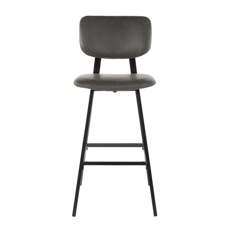 Foundry - Contemporary Barstool Zig Zag Stitching (Set of 2) - Gray