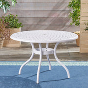 Tranquilius - Outdoor Round Dining Table With Lattice Tabletop, Umbrella Hole And Curved Legs - R&R Furniture Gallery (Fountain Valley, CA)