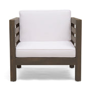 Outdoor Acacia Wood Patio Chair With Fabric Cushion - R&R Furniture Gallery (Fountain Valley, CA)