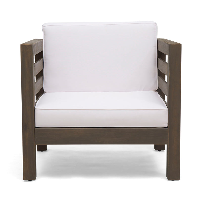 Outdoor Acacia Wood Patio Chair With Fabric Cushion - R&R Furniture Gallery (Fountain Valley, CA)