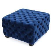 Noble House modern glam upholstered ottoman with button tufted design and plush fabric, versatile for living room decor.