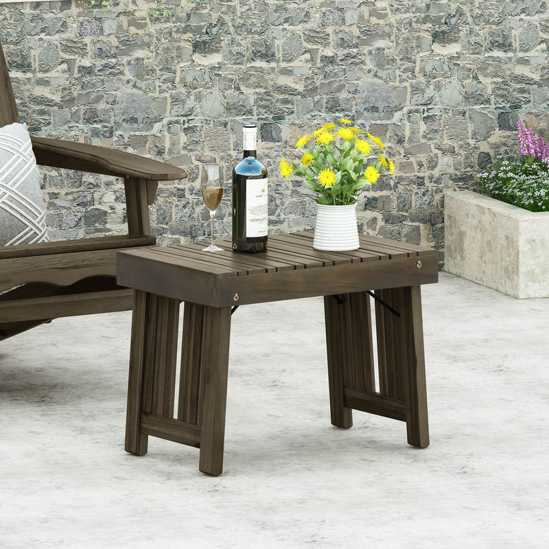 Noble House Temptation outdoor foldable side table with slat design, lightweight and portable for outdoor patio or garden use.