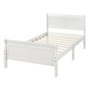 DreamHaus platform bed frame with wooden slats, sleigh style headboard and footboard, sturdy mattress foundation for a stylish bedroom