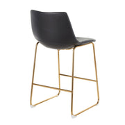 Set of two Lumi Source Duke contemporary counter stools with wooden seats and metal legs, perfect for modern kitchen or bar area.