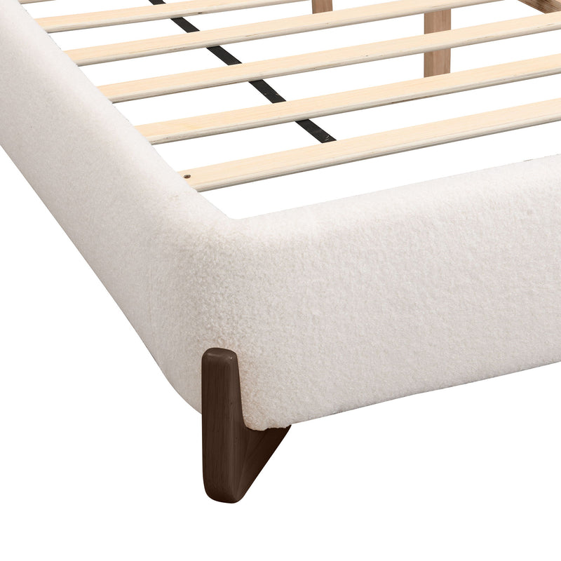 Queen Size Elegant Terry Upholstered Bed - White - R&R Furniture Gallery (Fountain Valley, CA)
