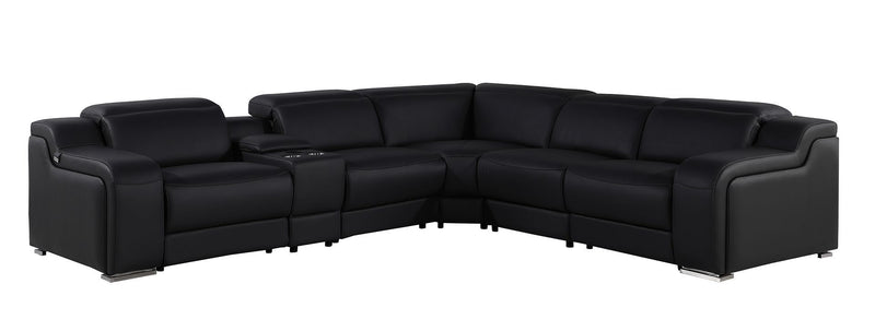 1116 - 6-Piece L-Shaped Sectional Sofa In With 3 Power Recliners & Power Headrests