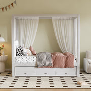 Upholstery Canopy Platform Bed With Trundle And Three Storage Drawers - R&R Furniture Gallery (Fountain Valley, CA)