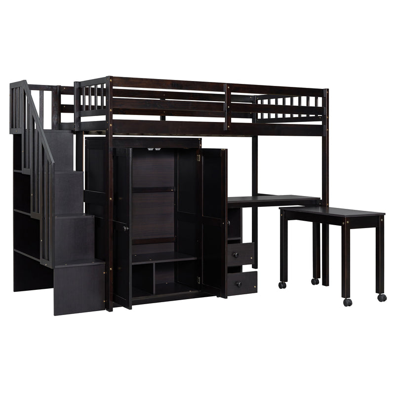 Loft Bed With Stairs, Bookshelf, Drawers, Desk & Wardrobe, Space Saving Multifunctional Furniture - R&R Furniture Gallery (Fountain Valley, CA)