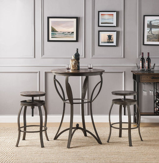 Gavino - 3 Piece Bar Table Set - Walnut & Sandy Black - R&R Furniture Gallery (Fountain Valley, CA)