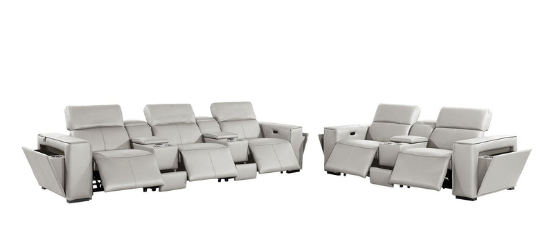1224 - 8-Piece Modular Power Reclining Sofa & Loveseat Set In With 5 Power Recliners & Power Headrests