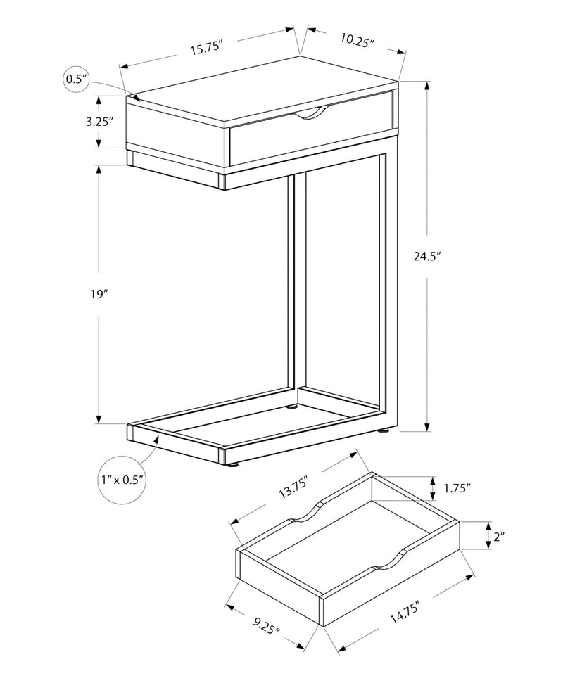Accent Table, C - Shaped Contemporary & Modern Elegant Design - R&R Furniture Gallery (Fountain Valley, CA)
