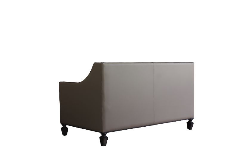 House Beatrice - Loveseat With 3 Pillows - Tan Synthetic Leather , Black Synthetic Leather & Charcoal - R&R Furniture Gallery (Fountain Valley, CA)