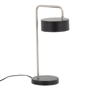Lumi Source contemporary nickel and black puck table lamp with a sleek, modern design on a white surface.