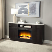 Jaramillo - Server With Fireplace - Engineered Marble & Rustic Espresso - R&R Furniture Gallery (Fountain Valley, CA)