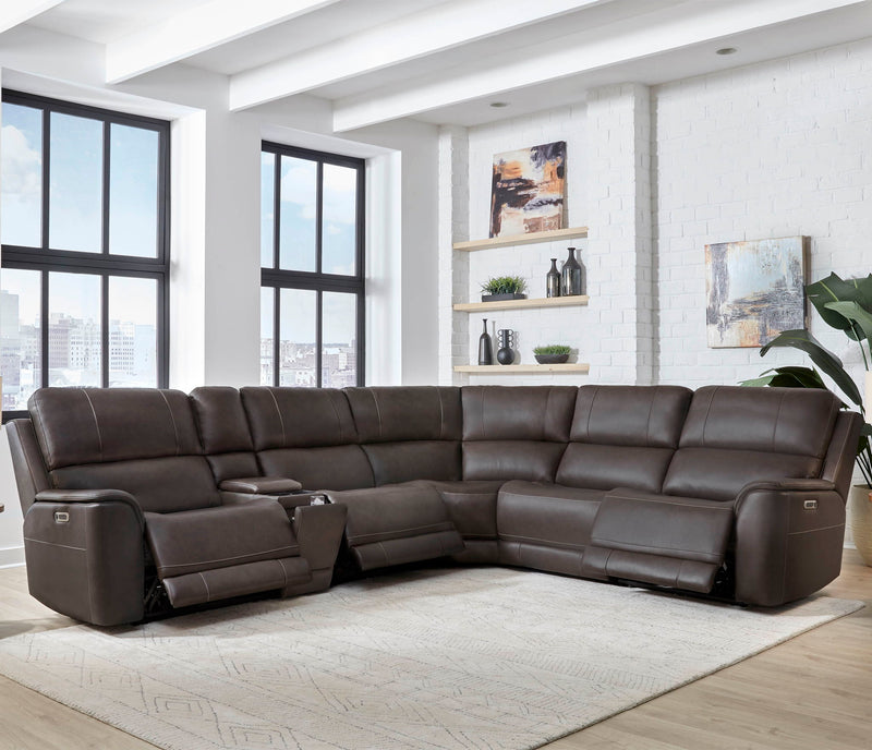 Parker Living Easton power reclining sectional with adjustable headrests, featuring plush fabric and modern design.