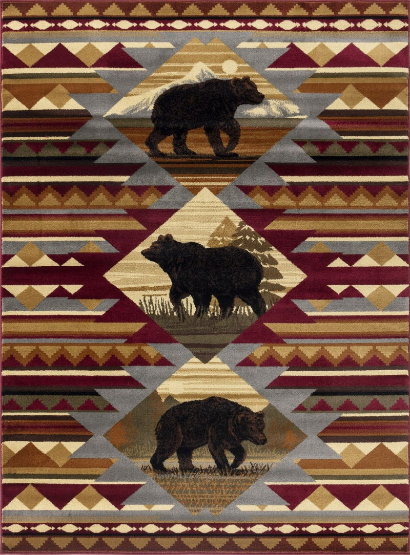 Nature's Nest - 5'3" X 7'3" Lodge Area Rug Polypropylene - Multi, Red - R&R Furniture Gallery (Fountain Valley, CA)