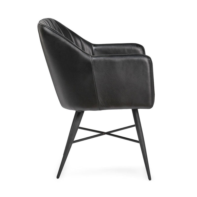 Leon - Leather Dining Chair - Midnight Raven - R&R Furniture Gallery (Fountain Valley, CA)