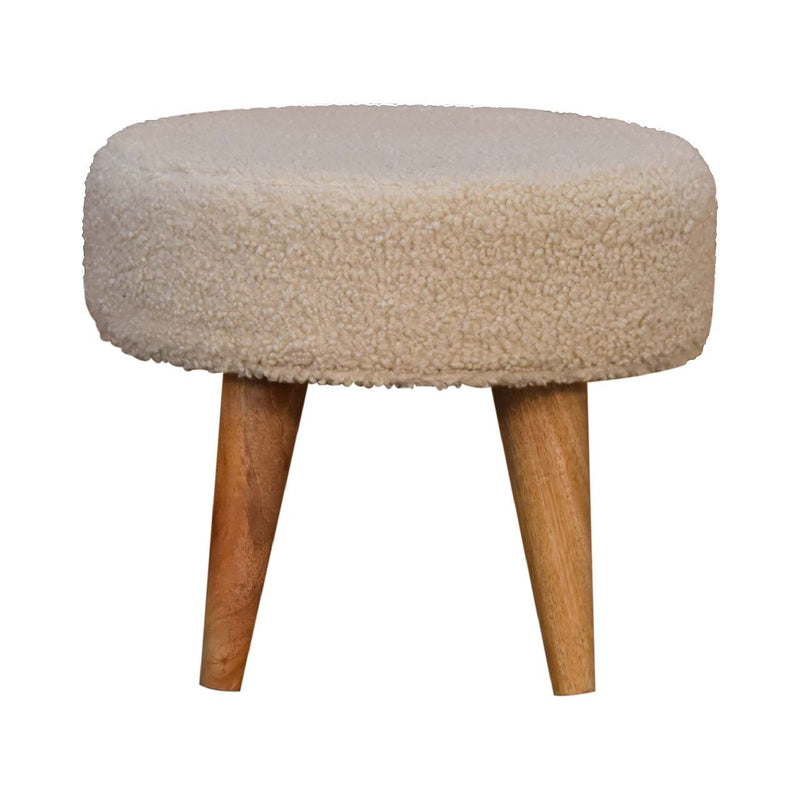 Petite Footstool - Cream / Brown - R&R Furniture Gallery (Fountain Valley, CA)