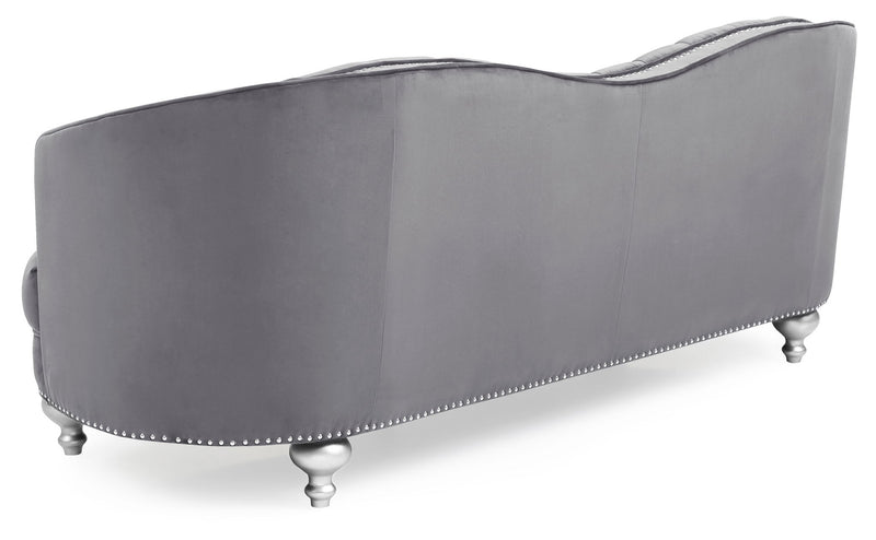 Glory Furniture Jewel stationary sofa with plush fabric and elegant design, ideal for modern living room décor.