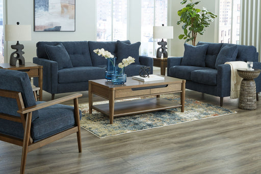 Signature Design by Ashley Bixler living room set with stationary sofas and loveseat, featuring plush cushions and modern fabric upholstery.